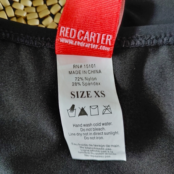 Red Carter One Piece Swimsuit Strapless Beads Size XS Black - Picture 11 of 13